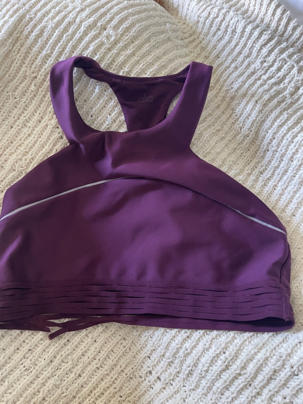 ALO Yoga Deep Plum High-Neck Racerback Sports Bra
